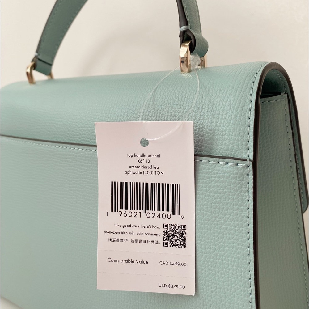 ♠️Kate Spade Embroidered Lea Daisy Floral Top Handle Satchel Aphrodite Green NWT - Picture 12 of 14